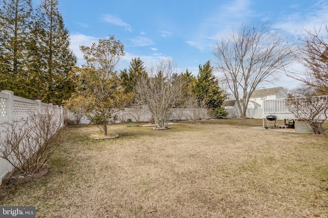 view of yard featuring a fenced backyard