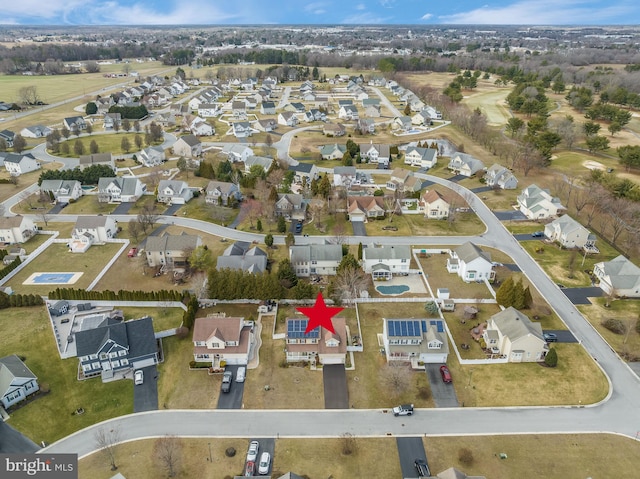 bird's eye view with a residential view