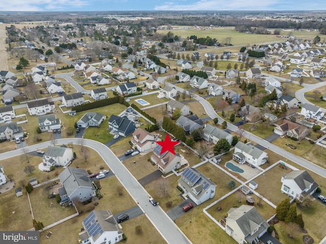 bird's eye view with a residential view