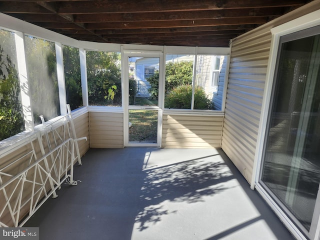 view of unfurnished sunroom