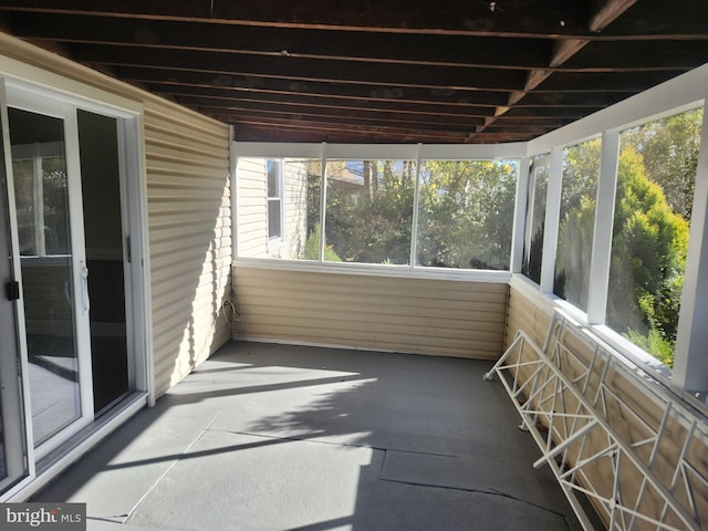 view of unfurnished sunroom