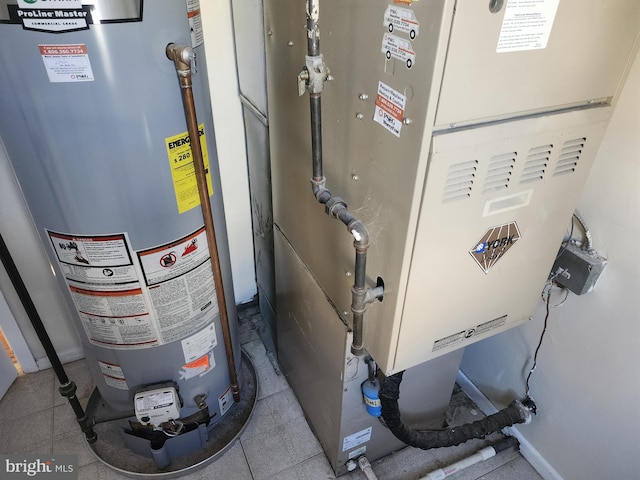 utilities with water heater and heating unit