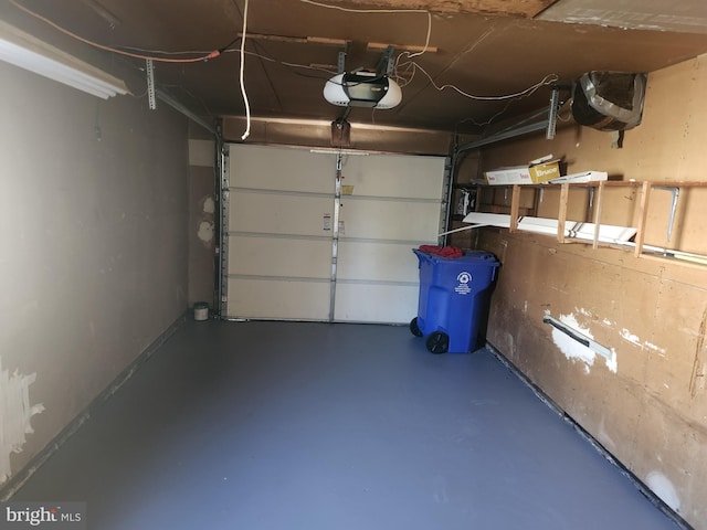 garage with a garage door opener