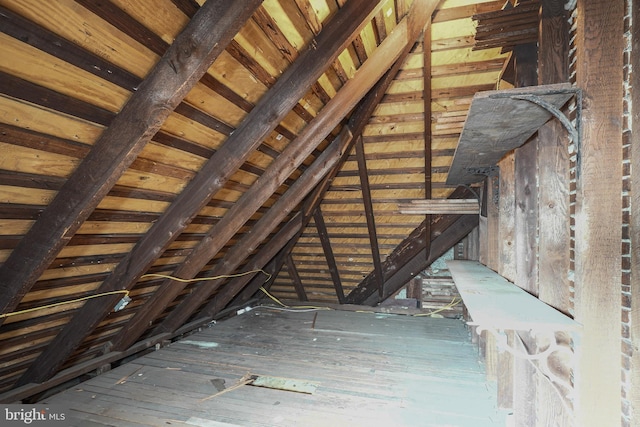 view of unfinished attic