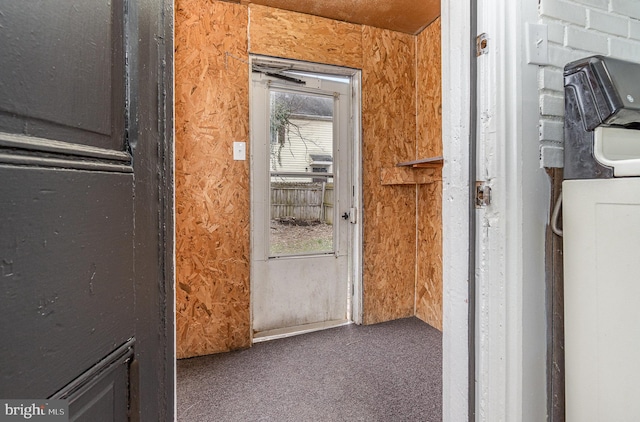 hallway featuring a wealth of natural light and carpet flooring