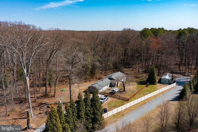 drone / aerial view with a forest view
