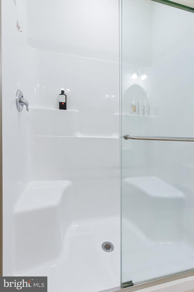 bathroom with a shower stall