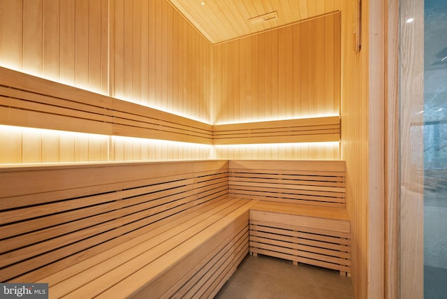 view of sauna / steam room with tile patterned flooring