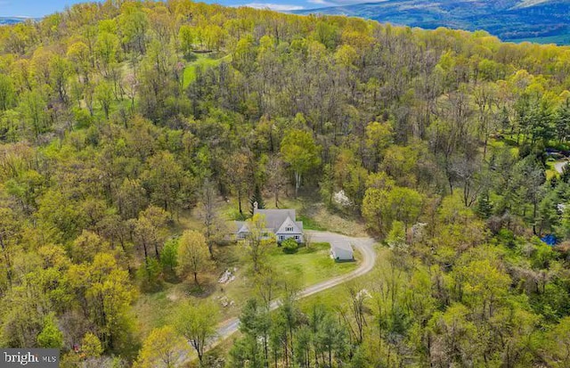 aerial view with a wooded view