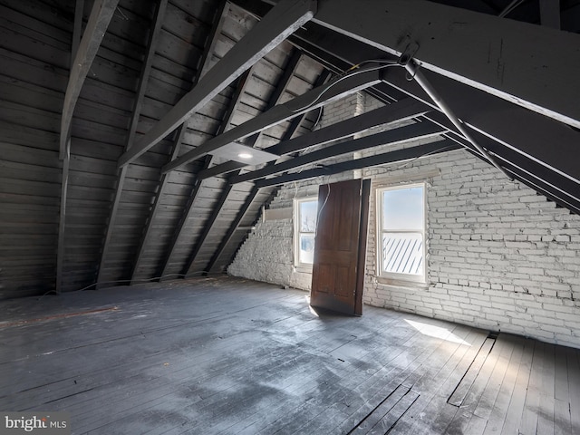 view of unfinished attic