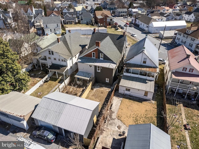 aerial view featuring a residential view