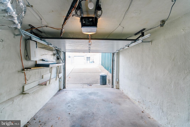 garage with a garage door opener