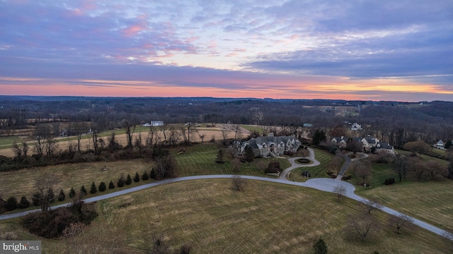 bird's eye view with a rural view