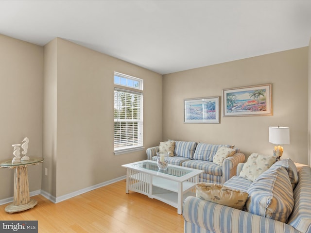 living room featuring baseboards and wood finished floors