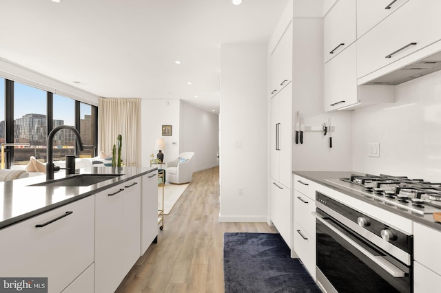 1500 Harry Thomas Way NE Unit 501, Washington, DC 20002 - kitchen featuring open floor plan, light wood-style floors, white cabinets, stainless steel appliances, and a sink