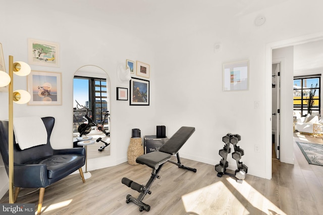 1500 Harry Thomas Way NE Unit 501, Washington, DC 20002 - exercise room with baseboards and wood finished floors