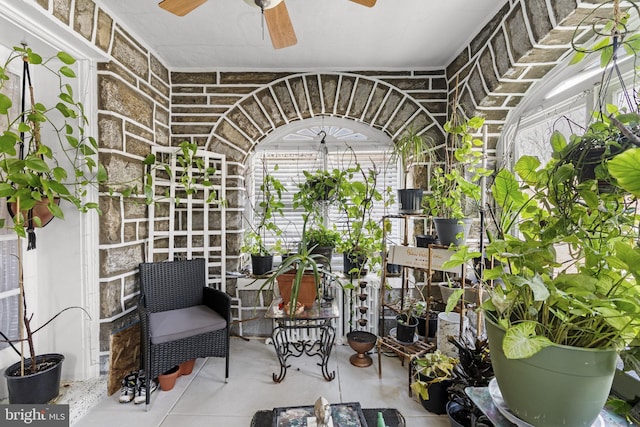 view of patio with ceiling fan