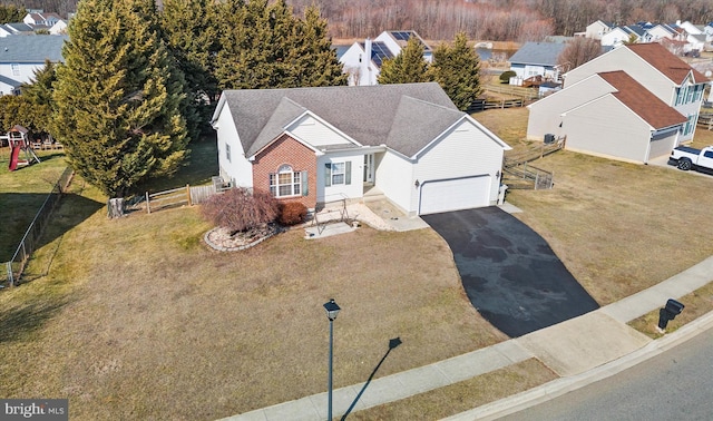 bird's eye view with a residential view