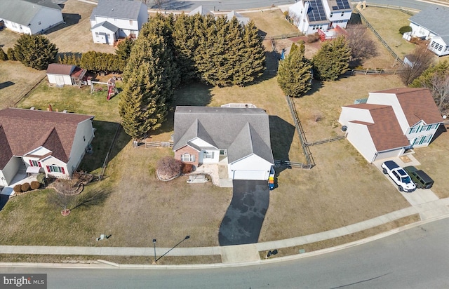 aerial view with a residential view