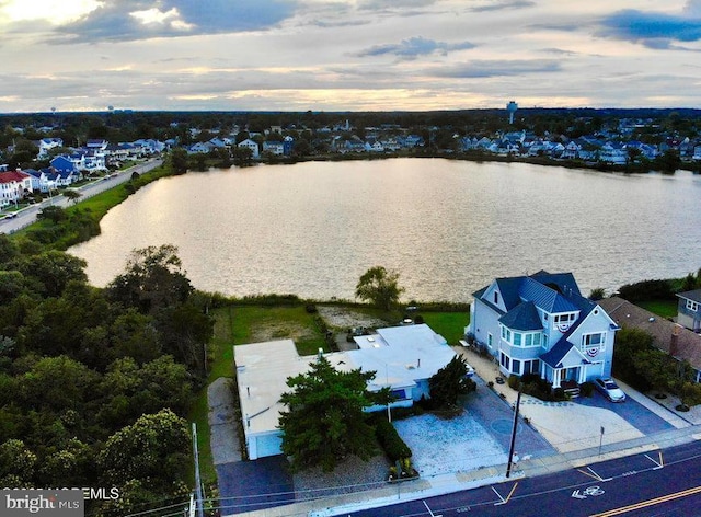 view of aerial view at dusk