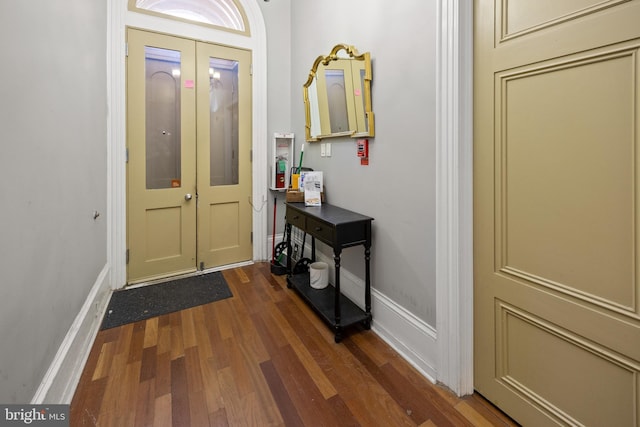 entrance foyer featuring baseboards and dark wood-style floors