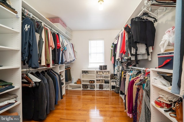 spacious closet with wood finished floors