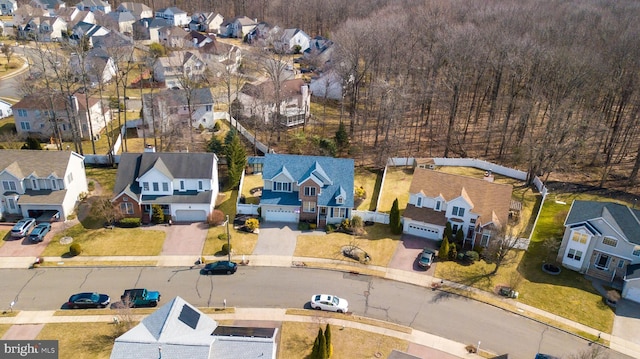 bird's eye view featuring a residential view