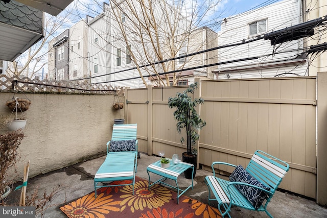 view of patio featuring a fenced backyard