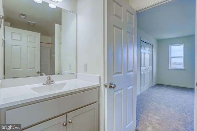 4902 E Pebble Ln Unit E, Milford, DE 19963 - bathroom with visible vents, baseboards, and vanity