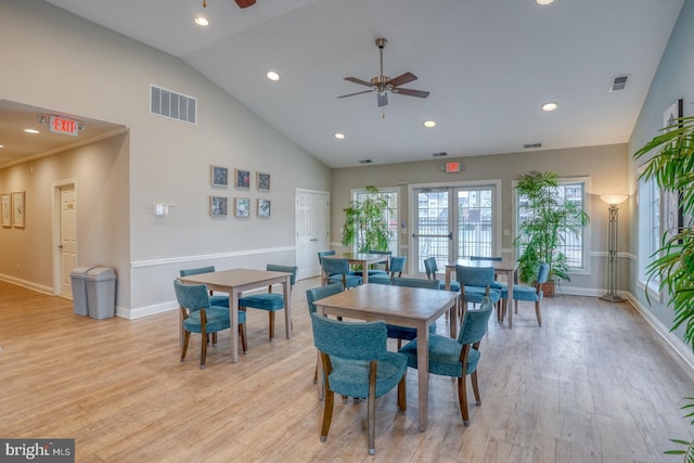 4902 E Pebble Ln Unit E, Milford, DE 19963 - dining area with baseboards, a ceiling fan, visible vents, and light wood-type flooring