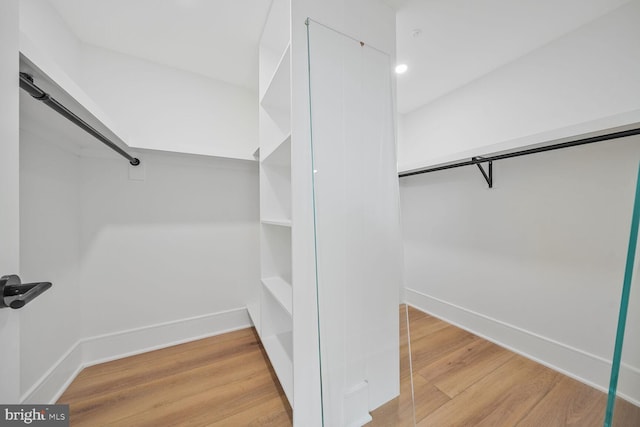 walk in closet featuring wood finished floors