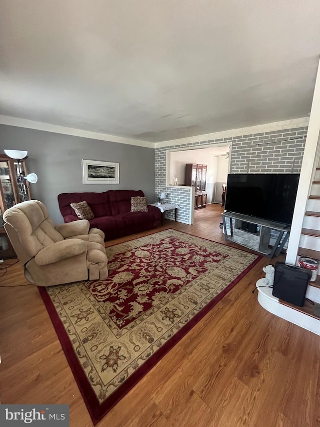 living area with wood finished floors