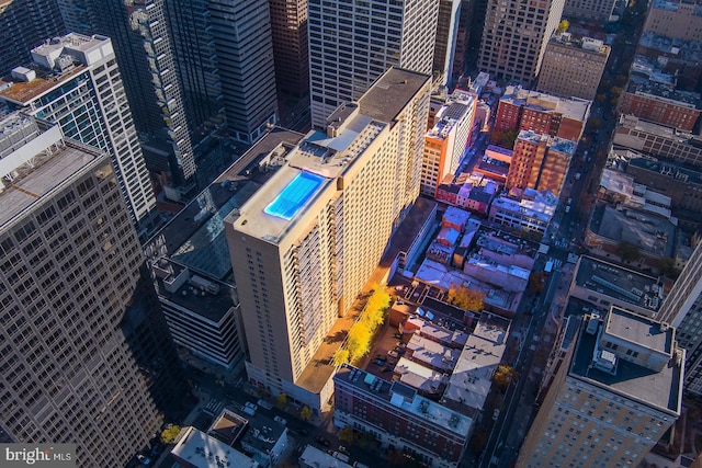 aerial view with a city view