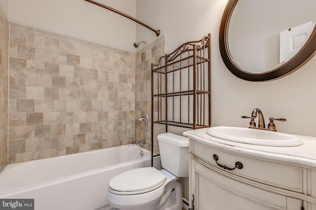 full bathroom featuring vanity, toilet, and shower / bathtub combination