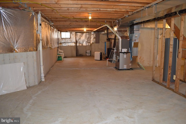 basement with heating unit