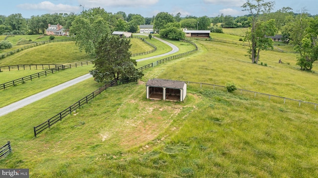 drone / aerial view with a rural view