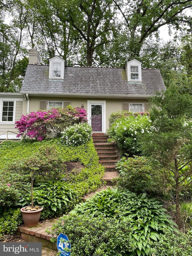 cape cod home with a chimney