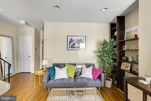 living area featuring wood finished floors