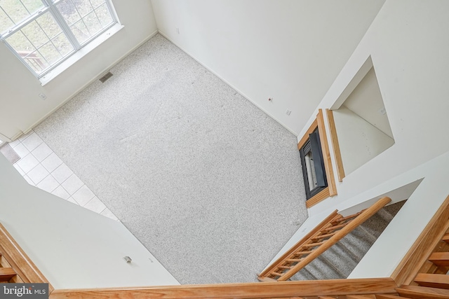 room details with carpet and visible vents