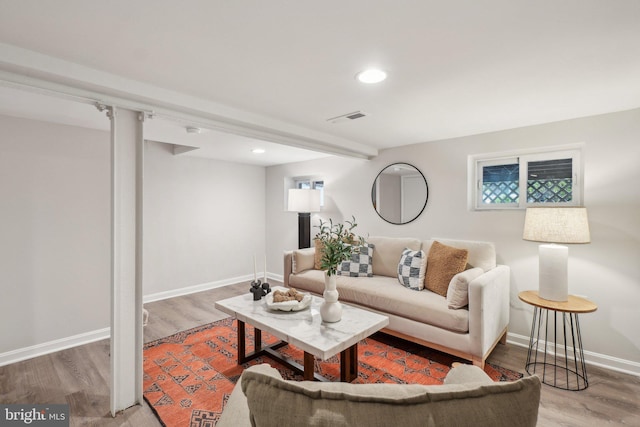 1707 D St SE, Washington, DC 20003 - living area with wood finished floors, recessed lighting, and baseboards