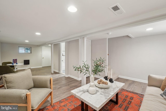 1707 D St SE, Washington, DC 20003 - living area with wood finished floors, recessed lighting, and baseboards