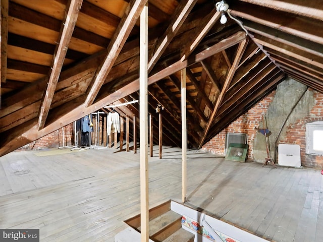 view of unfinished attic