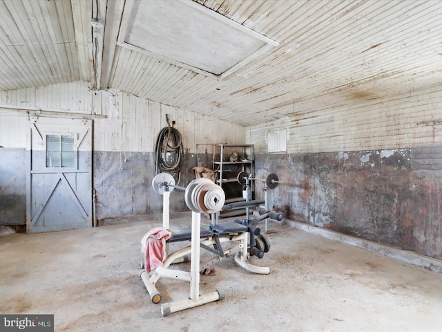 interior space with lofted ceiling and heating fuel