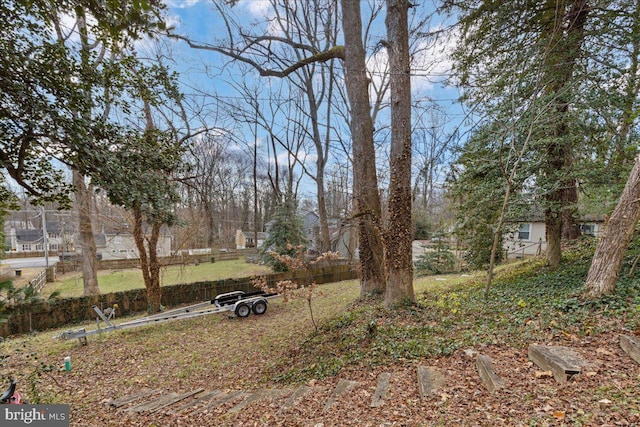 view of yard featuring fence