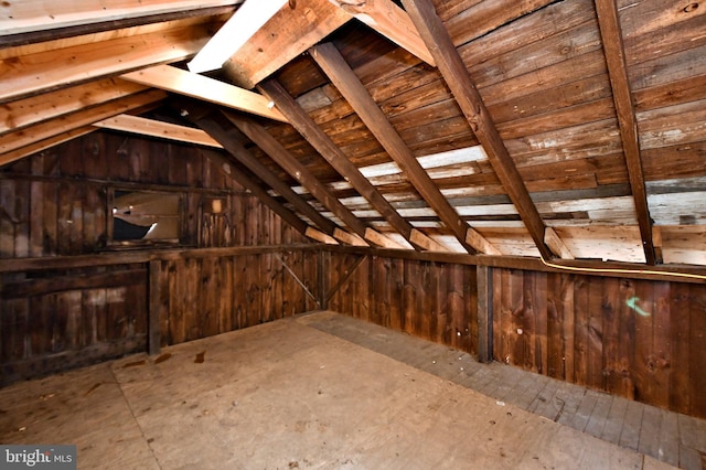 view of unfinished attic