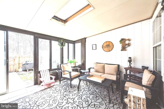 sunroom featuring a skylight