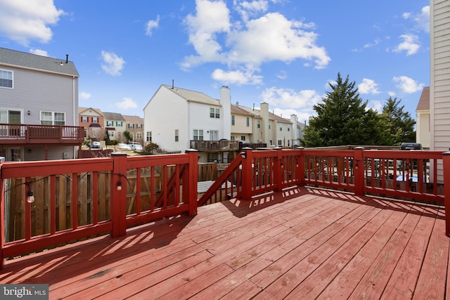 deck with a residential view