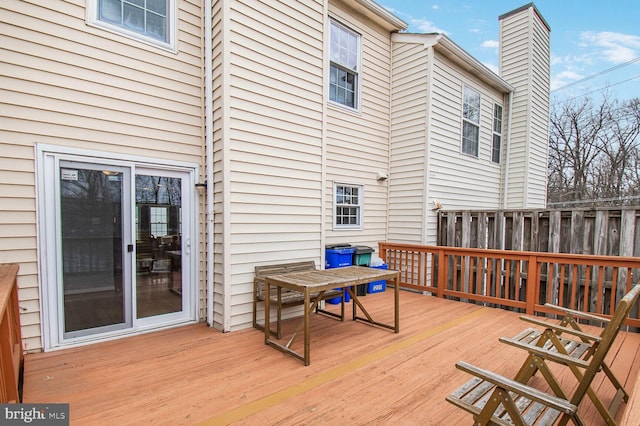 wooden deck featuring fence