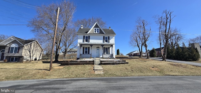 view of front facade featuring covered porch