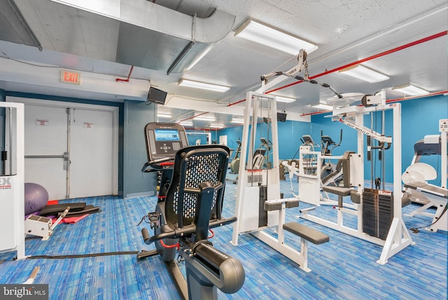 gym with carpet